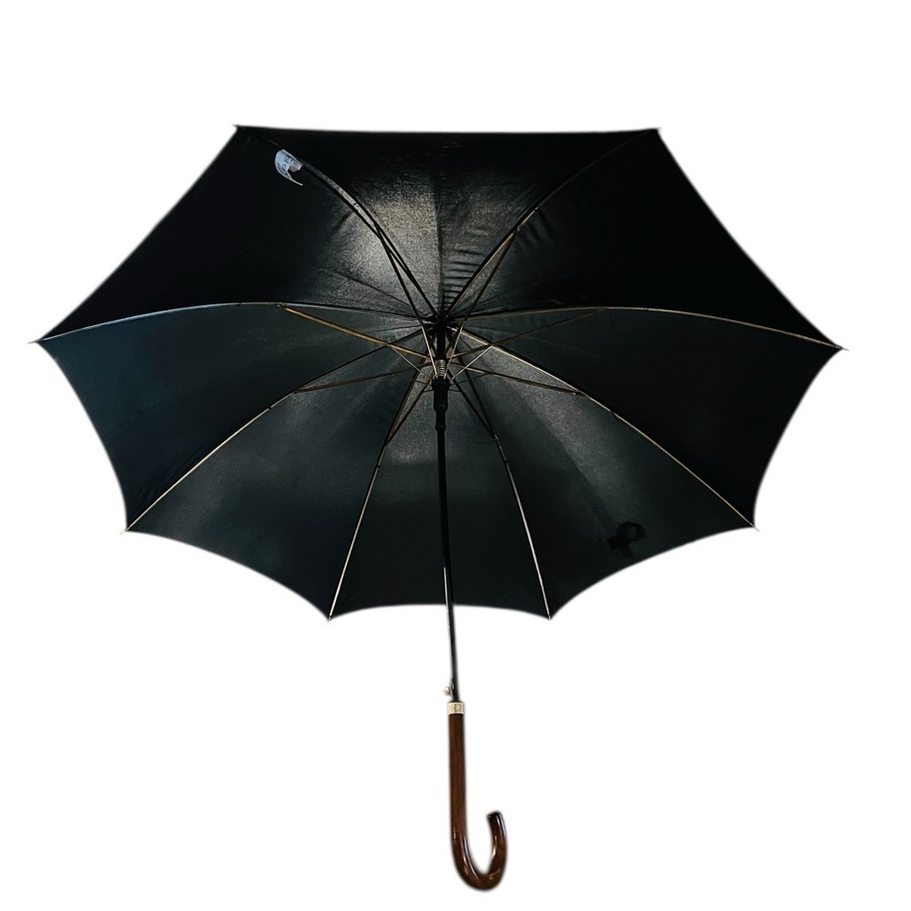 Givenchy Elegant Black Vintage Umbrella With Wood Handle